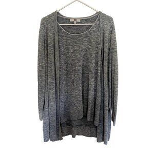 Ecetera linen double cardigan and cami crewneck blue and white knit vintage top